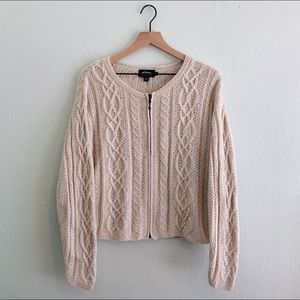 [vintage] Cable Knit Zip Fisherman’s Sweater Ivory